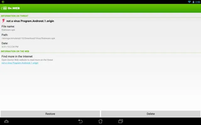 Anti-virus Dr.Web Light android App screenshot 16