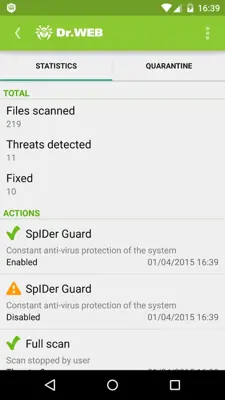 Anti-virus Dr.Web Light android App screenshot 21